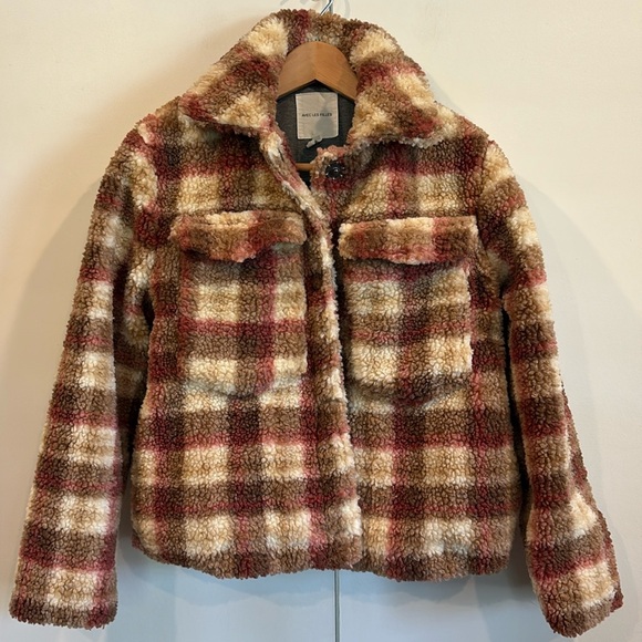 Avec Les Filles Jackets & Blazers - Avec Les Filles Plaid Faux Shearling Trucker Jacket XS Teddy Sherpa Oversized